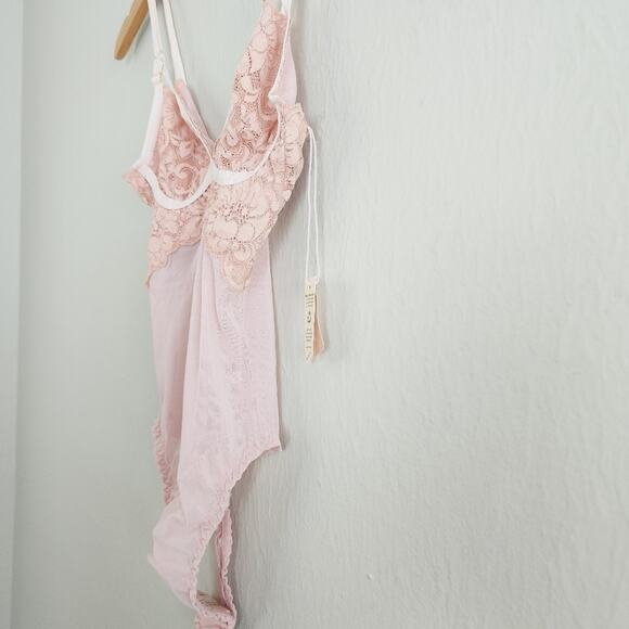 NEW We Are Hah x Free People Pink Mesh Bust Out Bodysuit - Picture 8 of 16